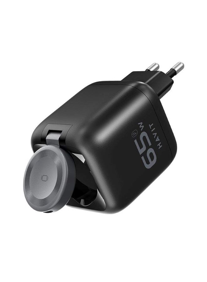 هافيت شاحن HAVIT UC252 GaN بقوة 65 وات – 3 في 1 مع كابل Type-C قابل للسحب وشاحن ساعة ذكية | شحن سريع PD لأجهزة iPhone وSamsung وMacBook - Image 4
